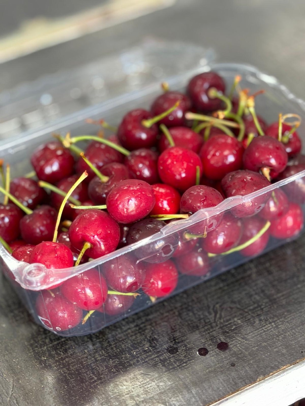 Close-up of premium Bulgarian cherries